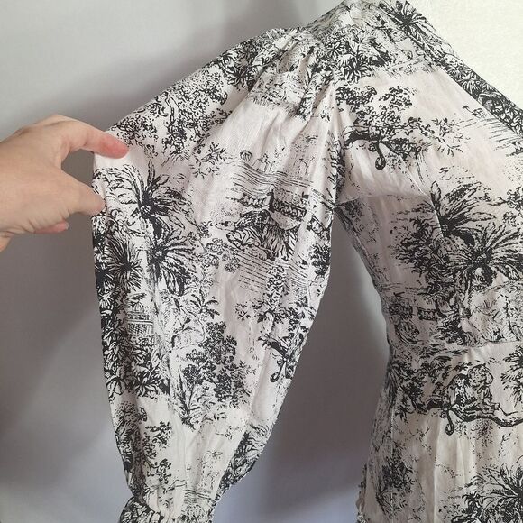 Olivaceous Womens Milkmaid Dress Toile Print Linen Cottagecore Small - Picture 6 of 13